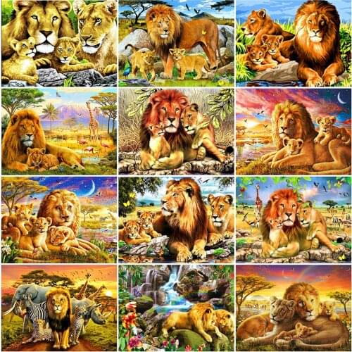 Evershine 5D DIY Diamond Embroidery Lion Full Square Round Diamond Painting Cross Stitch Animals Rhinestone Art Home Decoration