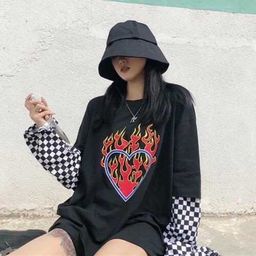 Summer 2020 Women T-shirt Ulzzang Streetwear hip hop gothic print Tshirt Korean Style Tops Harajuku short sleeve t shirt