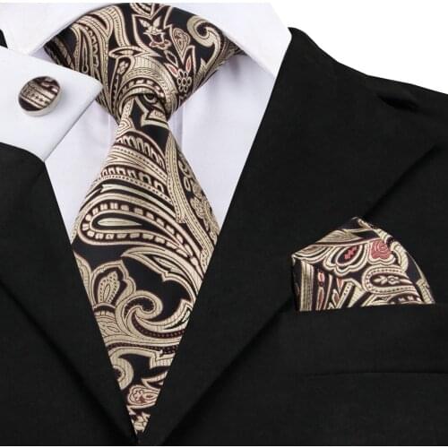 Hi-Tie New Floral Mens Ties Neckties Paisley High Quality Navy Orange Silk Ties For Men Wedding Business Suits 8.5cm Corbatas