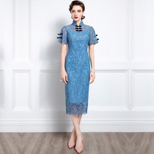 High End Lace Temperament New Cheongsam WomenS Daily Improvement 2021 Summer New Slim Dress