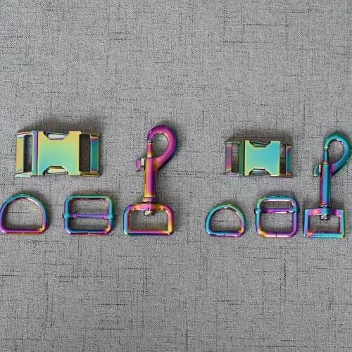 10 Sets 20mm/25mm Colourful Metal D Ring Snap Hook Adjustable Release Buckle DIY For Paracord Pet Dog Leash Accessories