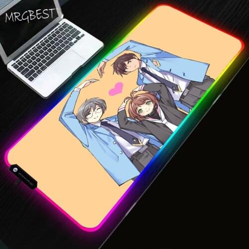MRGBEST Magic Card Girl Sakura Anime Large RGB Game Player Computer Mouse Pad Led Backlit Surface Muse Pads Keyboard Desk Mat Xl
