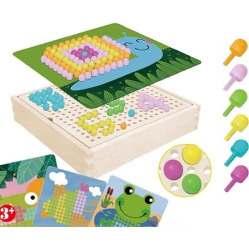 Creative 3D Peg Board Mushroom Intelligent Toy, Jigsaw Puzzle DIY Games for Kids and Toddlers Intelligence Exercise
