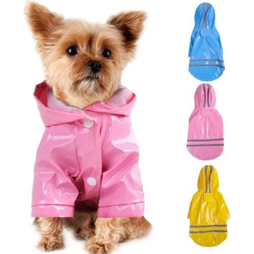 Summer Outdoor Puppy Pet Rain Coat Hoody Waterproof Jackets PU Raincoat for Dogs Cats Apparel Clothes Wholesale For Chihuahua