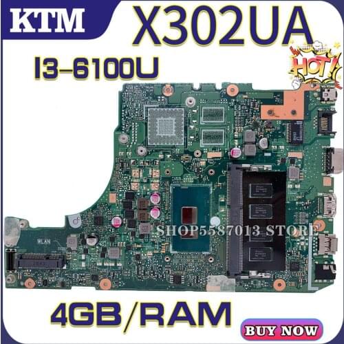 X302U for ASUS X302UA X302UA/UJ X302UJ laptop motherboard X302UA mainboard test OK I3-6100U cpu 4GB-RAM