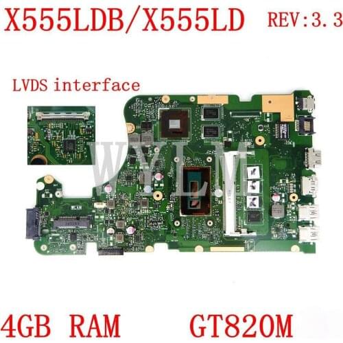 X555LDB LVDS interface 4GB RAM GT820M REV3.3 Motherboard For ASUS X555LJ X555LD X555L A555L K555L F555L Laptop Mainboard Tested