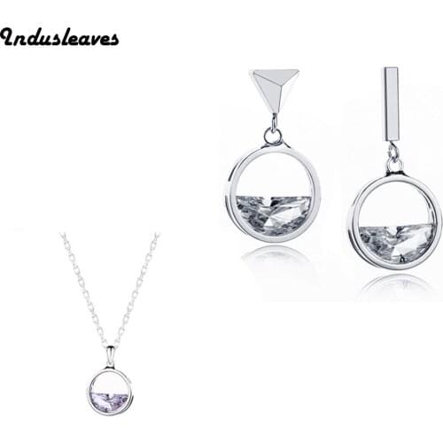 Indusleaves Fashion Jewelry New Charm Women Clear Spring Necklace Earings Crystal Pendant