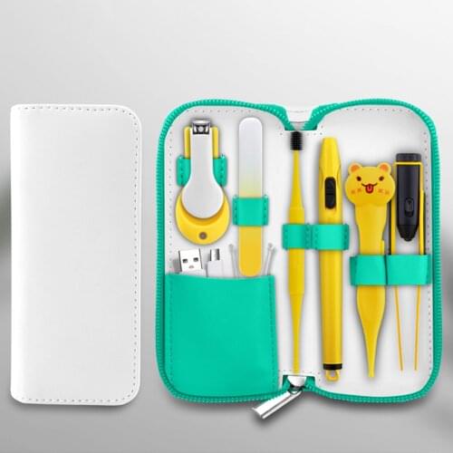 Kids Earpicks Ear Wax Removal Tool Kit LED Light Nail Clipper Earpick Ear Spoon Tweezers Ear Cleaning Tool For Kids Health Care