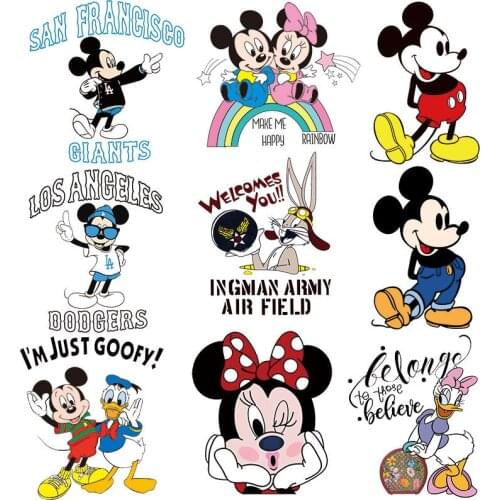Mickey Mouse Patches for Clothing Heat Transfer Stickers for T-Shirt Iron on Patches for Clothes for Boys Girls Kawaii Custom