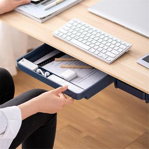 Desktop Organizer Office Student Stationery Under The Desk Drawer Type Storage Bottom Hanging Hidden Pen Case