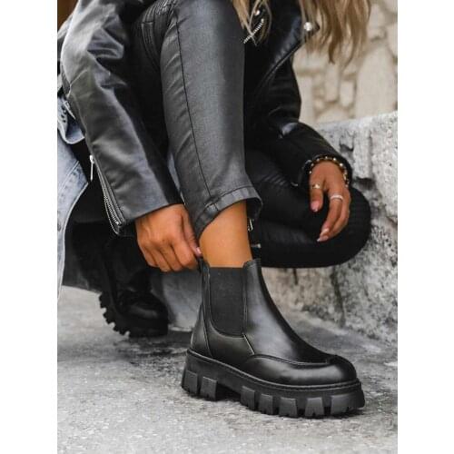 2020 New Winter Martin Boots Elastic Band Real Leather Ankle Shoes Fashion Platform Warm Fur High Heel Retro Wild Thick-soled