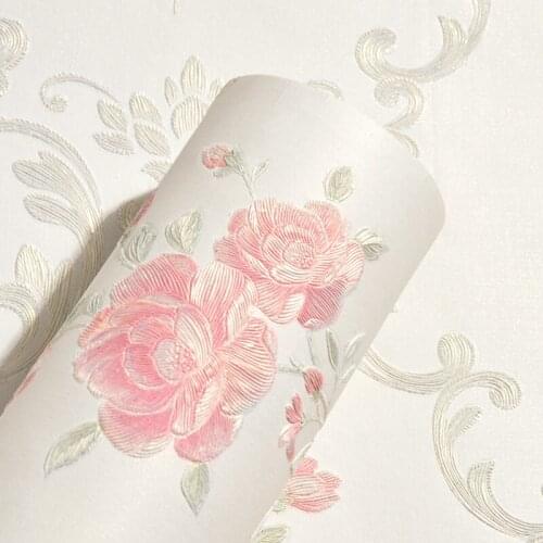2020 New Arrival Pastoral Floral Wallpaper European Beautiful Flowers Wallpapers Roll Self Adhesive Non-woven Mural Behang QZ050
