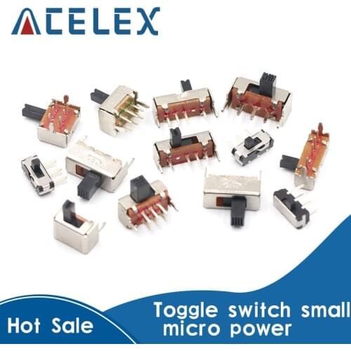 10pcs toggle switch Single and double row in-line horizontal small micro power switch sliding position fluctuation 2gear 3gear 1