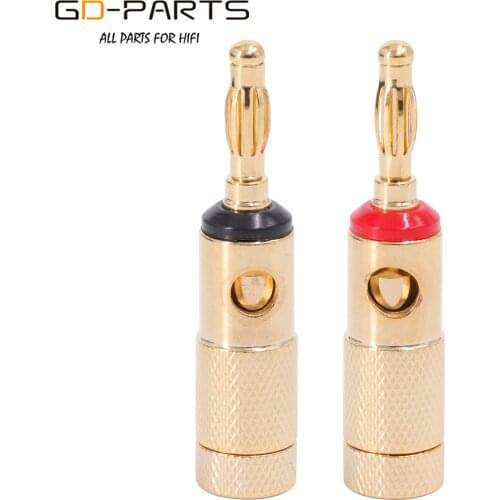 Gold Plated Brass Speaker Banana Plug 4mm Female Binding Post Connector Jack Speaker Cable Terminal Hifi Audio Amplifier DIY