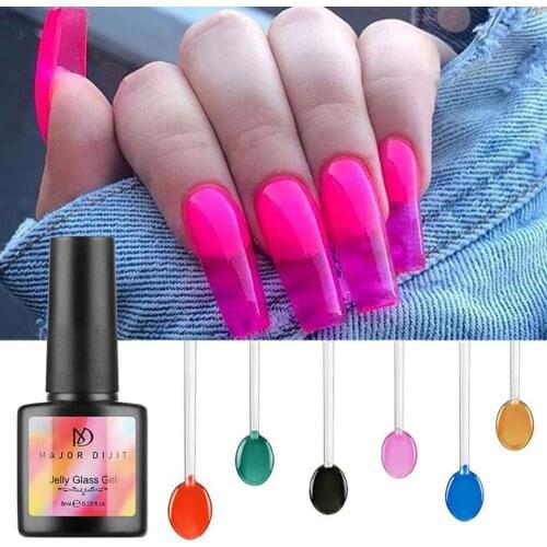 Jelly Nails Glass Candy Nails Summer Attribute Translucent Neon Color UV Nail Gel Soak off Gel Polish 8ml