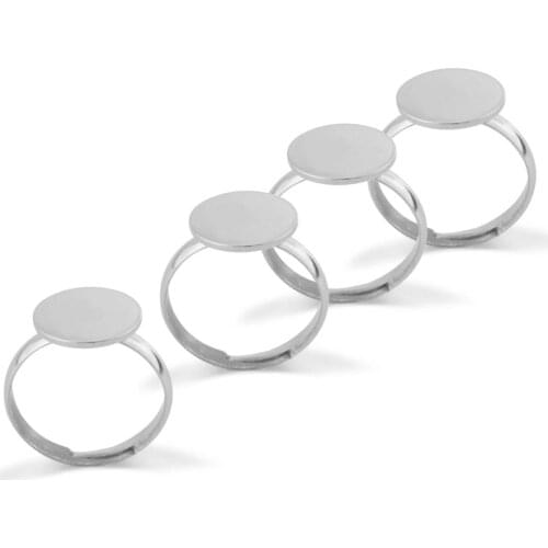 10pcs/lot 12mm Stainless Steel Adjustable Curved ring Blank Tray Fit Cabochon Base For DIY Ring Holder Jewelry Making