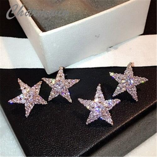 Charmwin Star Stud Earrings New Fashion Brand Zircon Crystal Earrings Jewelry Accessories