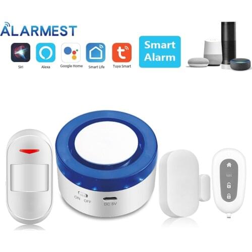 ALARMEST Smart Siren WIFI Alarm mini siren alarm siren motion sensor compatible with Amazon Alexa