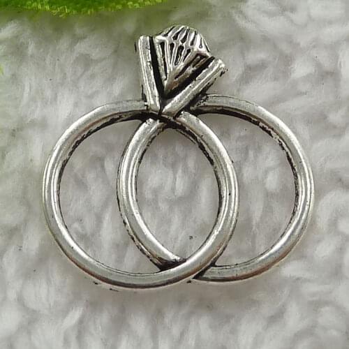 120 pieces antique silver Diamond Rings connectors 25x25mm #1503