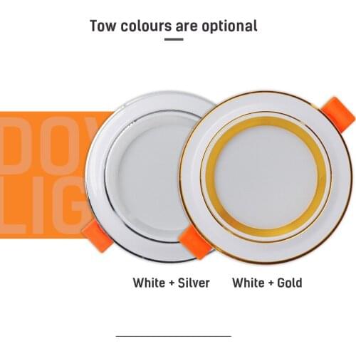 220V 5W LED Ceiling Tricolor Lights Downlight Frosted Lens, Anti-glare and Scratch Resistant FOR Indoor Lighting