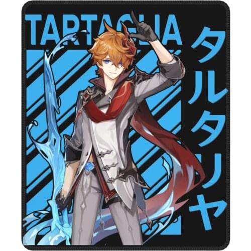 Tartaglia Genshin Impact Funny Mouse Pad Anime Game Lockedge Mouse Mats Natural Rubber Gamer Computer Laptop Pad