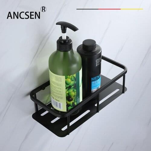 Bathroom Shower Shelf Holder Black Stainless Steel Corner Storage Rack Shampoo Soap Cosmetic Shelves Wall Mounted Kitchen Shelf