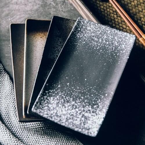 Japanese Dinner Set Plates and Dishes Creative Ceramic Plate Rectangular Sushi Steak Plate Simple Household Ceramic Tableware