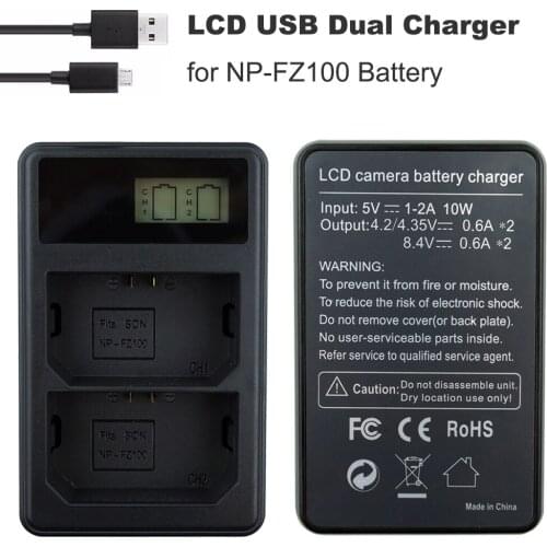 NP-FZ100 Bateria LCD Display USB Dual Channel NP FZ100 Battery Charger for Sony a9 a7RIII a7III alpha 9R, A9R, Alpha 9S Camera