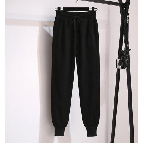 2021 Women Autumn Harem Pants Casual Loose Sweatpants Women black Elastic Waist Loose Harem Pants Female