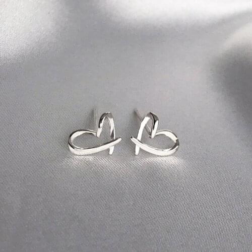 TIMEONLY Korean Style Love Heart Cross Stud Earrings for Women Girls Small Earring Romantic Accessories Party Gift 2020 Fashion