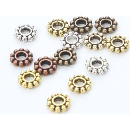 100pcs/lot 6.5mm Gold Metal Charm Loose Spacer Beads Bracelet Findings Beads For Jewelry Making Supplies DIY Accessories