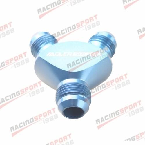 -10AN x AN-8 x 8AN Y Block Adapter Fittings Adaptor Aluminium Blue