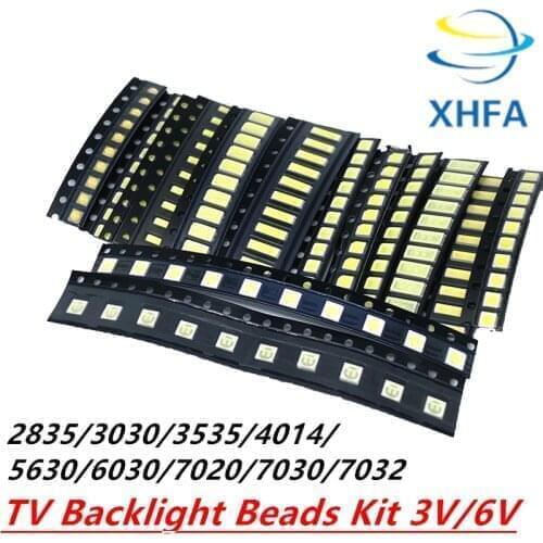 170PCS 1W SMD LED Kit 3V/6V 2835/3030/2828/3535/5630/7020/7030/4020 Cold white High Power For TV Backlight Beads