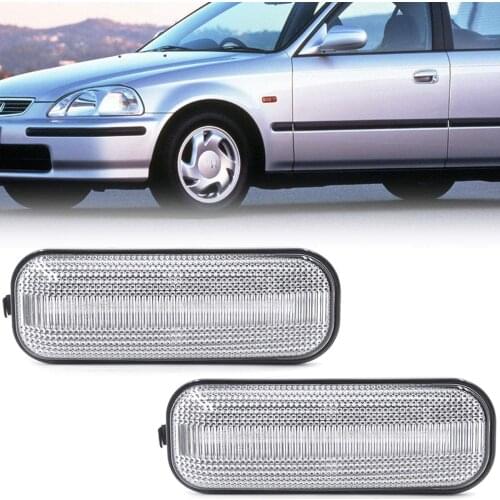 2x For Honda Civic CRV CR V 1996~2000 Ballade Smoked Lens Dynamic Side Marker Turn Signal Light Flowing LED Fender Repeater Lamp