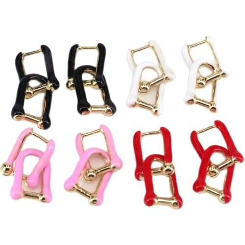 5Pairs Trendy Jewelry Earrings 2021 Geometric Enamel Earrings For Women Girl Statement Metal Hoop Earrings Brincos Jewelry