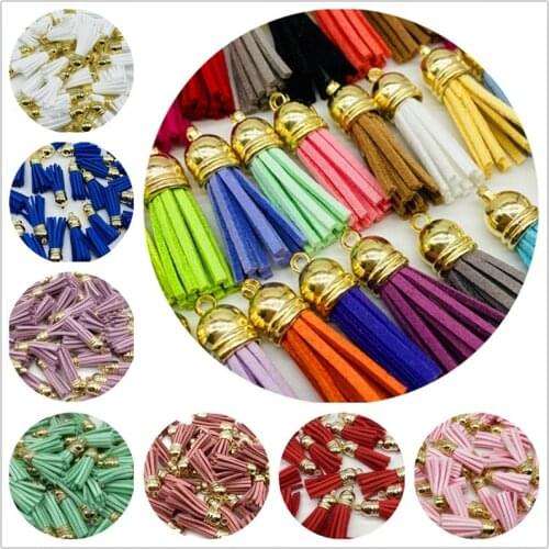 8pcs 38mm Leather Trim Fringe Tassel Sewing Accessories DIY Keychain Cellphone Straps Pendant Tassels For jewelry Making