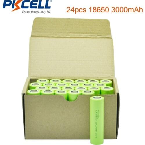 24Pcs PKCELL 18650 Battery 3000mAh 3.7 V ICR 18650 Batteries 3.7V Li-ion Rechargeable Battery Batteries Bateria Wholesale