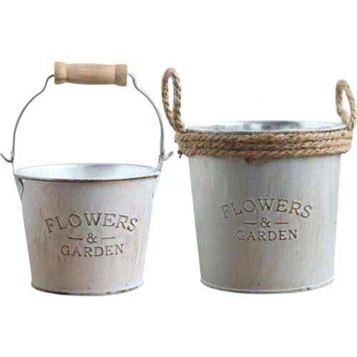 Retro Flower Pot Simple Convenient Iron Home Decor Retro Plant Storage Basket for Yard Garden Potted Plants Decor