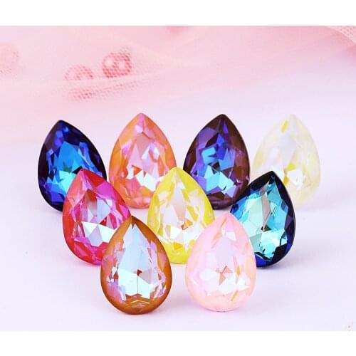 Mocha Fluorescent Tear Drop Rhinestones Shiny Glass Rhinestones Pointback Crystals For Crafts Loose Glass Rhinestones Strass