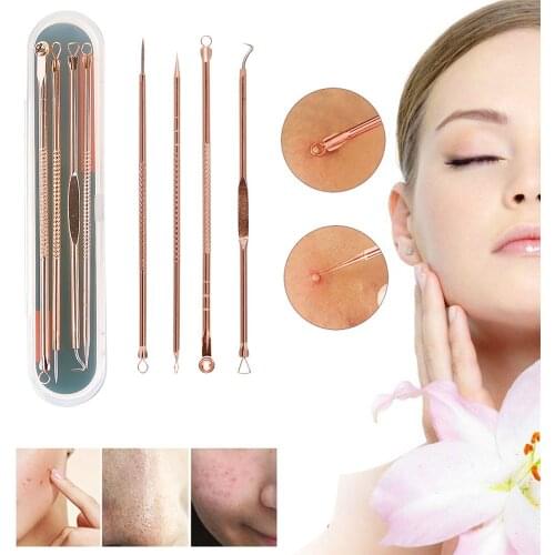 4Pcs Blackhead Removal Tool Stainless Facial Dots Cleaner Acne Blemish Remover Face Black Spots Pore Cleanser Tool