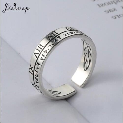Jisensp 2021 Vintage Roman Numerals Men Rings Temperament Fashion Monday-Sunday Open Rings for Women Men Couple Jewelry Gift