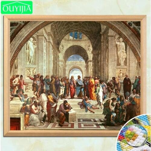 Raphael Famous Painting "The School of Athens" 5D DIY Diamond Painting Full Square Diamond Embroidery Rhinestones Decor Picture