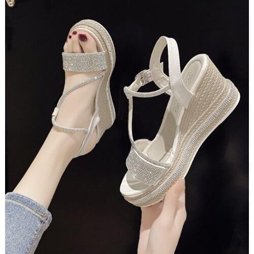 New summer tide online celebrity fairy high heel platform shoes with rhinestones