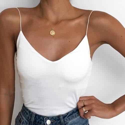 Sexy Satin Camisole Sleeveless Vest Tees Crop Tops Spaghetti Strap V Neck Women S-2XL plus size Solid Color Thin Tank Tops