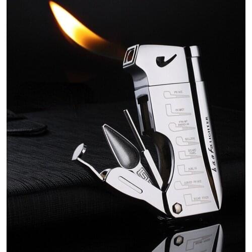 Multifunctional Metal Torches Lighter Pipe Use Cigarette Tobacco Lighter Inflatable Gas Butane Lighters Smoking Ciggarettes Case