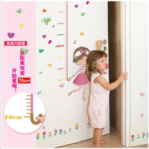 Cartoon Umbrella Measure Height Girl Height Measure Wall Sticker For Kids Rooms Growth Chart Nursery Room Decor Wall Art
