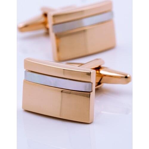 KFLK brand mens shirt cuff links button rectangle rose gold color shell cufflinks wedding gift 2020