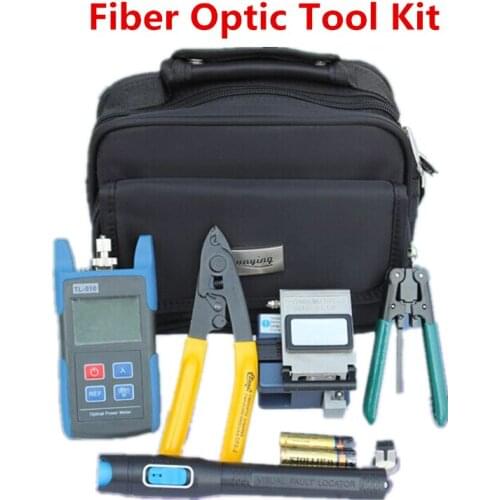 Optical Fiber Tools Kit with Fiber Cleaver FC-6S and TL510 Optical Power Meter and Laser Pen Visual Fault Locator 1mw Strippers