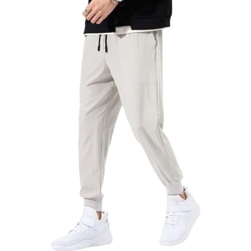 2021Summer New Mens Sweatpants Casual Ice Slim Micro Stretch Cropped Trousers Running Sports Fashion Mens Clothing Sweat Pants