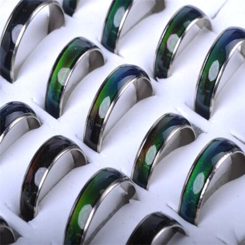 Wholesale Jewelery Bulks 10pcs Mixed Change Color Silver Color Mood Rings